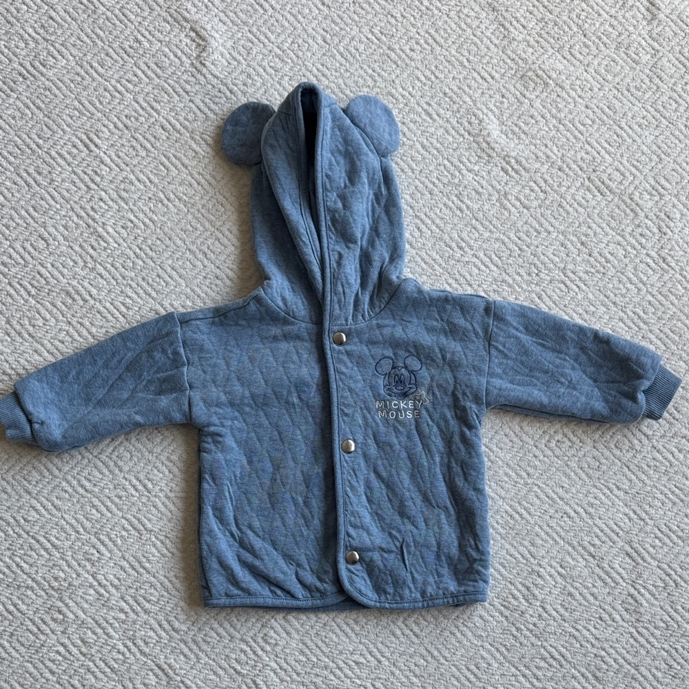 Vintage Disney Mickey Mouse Quilted Blue Hoodie 24M